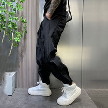 Load image into Gallery viewer, Black Wide Leg Sports Harem Pants