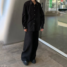 Load image into Gallery viewer, Black Padded Shoulder Long Sleeve Metallic Stitching Shirt