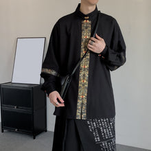 Load image into Gallery viewer, Loose Retro Patchwork Pattern Disc Button Lapel Shirt