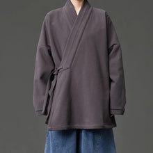 Load image into Gallery viewer, Fleece Lined Diagonal Placket Loose Hanfu Cardigan