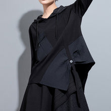 Load image into Gallery viewer, Hooded Irregular Stitching Long Sleeves T-shirts