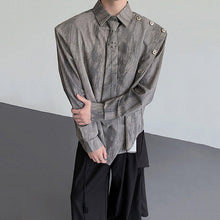Load image into Gallery viewer, Metal Chain Tie Padded Shoulder Patchwork Shirt