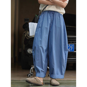 Curved Wide-leg Casual Pants