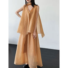 Load image into Gallery viewer, Sleeveless Ribbon-Tie Top and Skirt Two-Piece Set