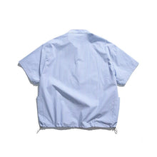 Load image into Gallery viewer, Blue White Striped Band Collar Casual Popover Shirt