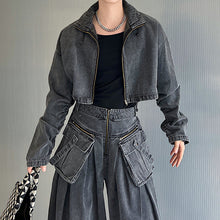Load image into Gallery viewer, Loose Oversized Cropped Jacket Denim Set