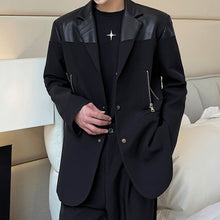 Load image into Gallery viewer, PU Leather Panel Blazer