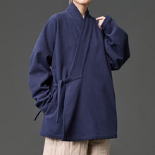 Load image into Gallery viewer, Fleece Lined Diagonal Placket Loose Hanfu Cardigan
