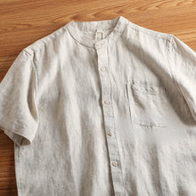 Load image into Gallery viewer, Linen Thin Retro Casual Stand Collar Shirt