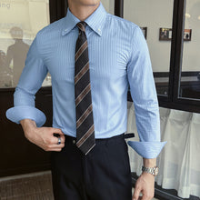 Load image into Gallery viewer, Striped Point Collar Casual Slim Shirt