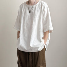 Load image into Gallery viewer, Japanese Loose Large Collar Cotton and Linen T-shirt