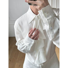 Load image into Gallery viewer, Court-style Detachable Ruffled Collar Waist Belt Shirt