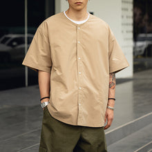 Load image into Gallery viewer, Collarless Vintage Short-sleeved Shirt