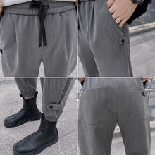 Load image into Gallery viewer, Grey Striped Cuffed Trousers
