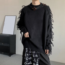 Load image into Gallery viewer, Solid Color Fringed Crew Neck Knitted Sweater