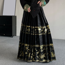 Load image into Gallery viewer, Ethnic Long-sleeved Shirt Flocked Vest Gold-woven Horse-faced Skirt Three-piece Suit