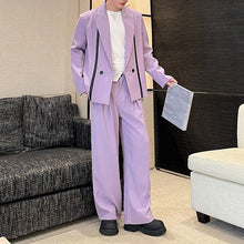 Load image into Gallery viewer, Double Zipper Deconstructed Shoulder Pad Suit Jacket and Trousers Two-piece Suit
