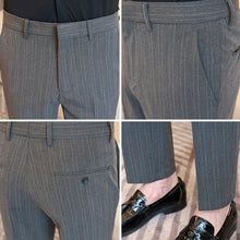 Load image into Gallery viewer, Striped Slim-fit Cropped Suit Trousers