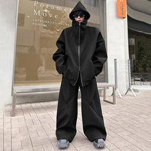 Load image into Gallery viewer, Hoodie Cardigan Sweatshirt Stitching Straight Wide-leg Trousers Two-piece Set