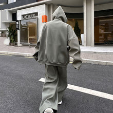 Load image into Gallery viewer, Hoodie Cardigan Sweatshirt Stitching Straight Wide-leg Trousers Two-piece Set