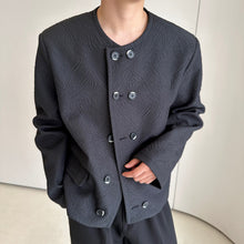 Load image into Gallery viewer, Pleated Crew Neck Textured Short Jacket