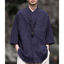 Load image into Gallery viewer, Cotton and Linen Jacquard Vintage Half Sleeve Shirt