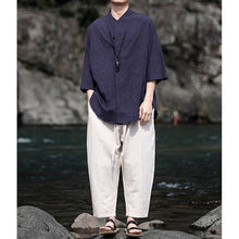 Load image into Gallery viewer, Cotton and Linen Jacquard Vintage Half Sleeve Shirt