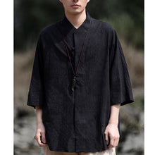 Load image into Gallery viewer, Cotton and Linen Jacquard Vintage Half Sleeve Shirt