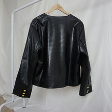 Load image into Gallery viewer, Round Neck PU Leather Cropped Jacket