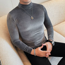 Load image into Gallery viewer, Half Turtleneck Striped Bottoming Shirt