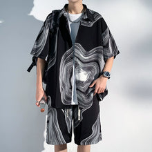 Load image into Gallery viewer, Summer Thin Ice Silk Drape Casual Shirt Loose Shorts Two-piece Set