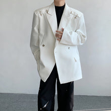 Load image into Gallery viewer, Deconstructed Metal Buckle Shoulder Padded Blazer