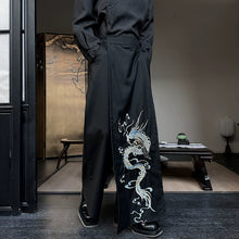 Load image into Gallery viewer, Retro Black Dragon Pattern Embroidered Culottes