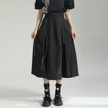 Load image into Gallery viewer, Topstitched A-line Irregular Skirt
