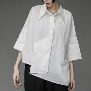 Black Asymmetric Half Sleeve Shirt