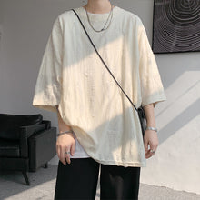 Load image into Gallery viewer, American Solid Color Ripped Short Sleeve Top