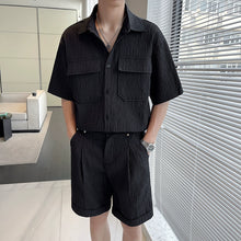 Load image into Gallery viewer, Pleated Simple Shirt and Shorts Set