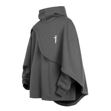 Load image into Gallery viewer, High Collar Fake Two Piece Cape Hooded Sweatshirt
