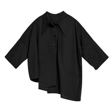 Load image into Gallery viewer, Black Asymmetric Half Sleeve Shirt