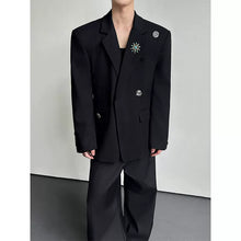 Load image into Gallery viewer, Black Multi-metal Brooch Loose Blazer