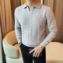 Load image into Gallery viewer, Lyocell V-neck Collared Slim Fit Knit Sweater
