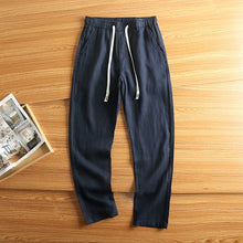Load image into Gallery viewer, Linen Breathable Loose Drawstring Straight Trousers