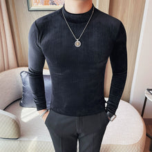 Load image into Gallery viewer, Half Turtleneck Striped Bottoming Shirt