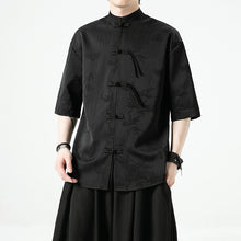 Load image into Gallery viewer, Buttoned Stand Collar Short Sleeve Shirt