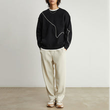 Load image into Gallery viewer, Line Embroidered Crew Neck Sweater