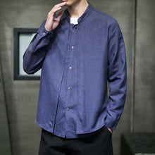 Load image into Gallery viewer, Cotton and Linen Stand Collar Shirt