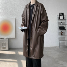 Load image into Gallery viewer, PU Leather Windbreaker Loose Casual Coat