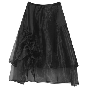 Rregular Layered Drawstring Pleated Skirt