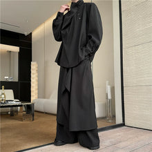 Load image into Gallery viewer, Asymmetric Long-sleeved Shirt and Wide-leg Pants Two-piece Set
