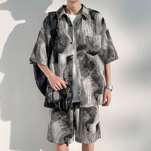Load image into Gallery viewer, Summer Thin Ice Silk Drape Casual Shirt Loose Shorts Two-piece Set